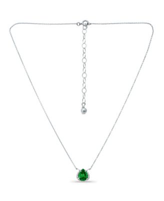 Created Green Quartz and Cubic Zirconia Accent Necklace