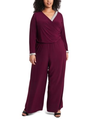 msk plus size rhinestone palazzo jumpsuit