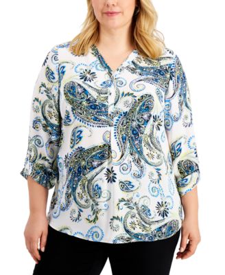 JM Collection - Plus Size Paisley Flourish Top