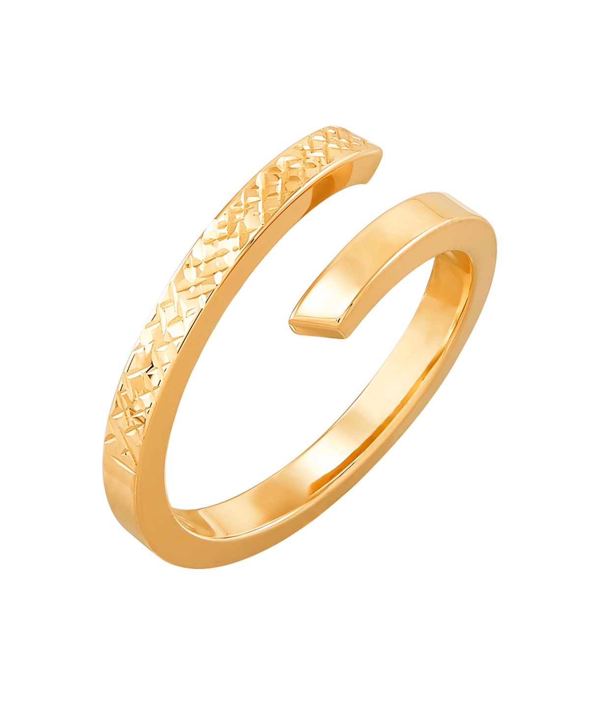 ITALIAN GOLD POLISHED DIAMOND CUT BYPASS RING IN 10K YELLOW GOLD