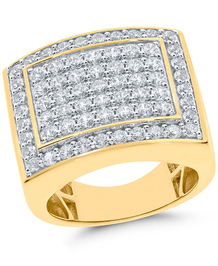 Macy's - Men's Diamond Cluster Ring (3 ct. t.w.) in 10k Gold