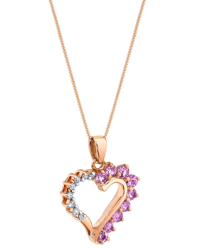Macy's pink sapphire heart hot sale necklace
