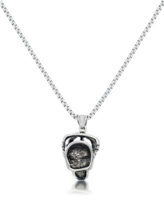 Men's Red Cubic Zirconia King Skull 24" Pendant Necklace in Stainless Steel