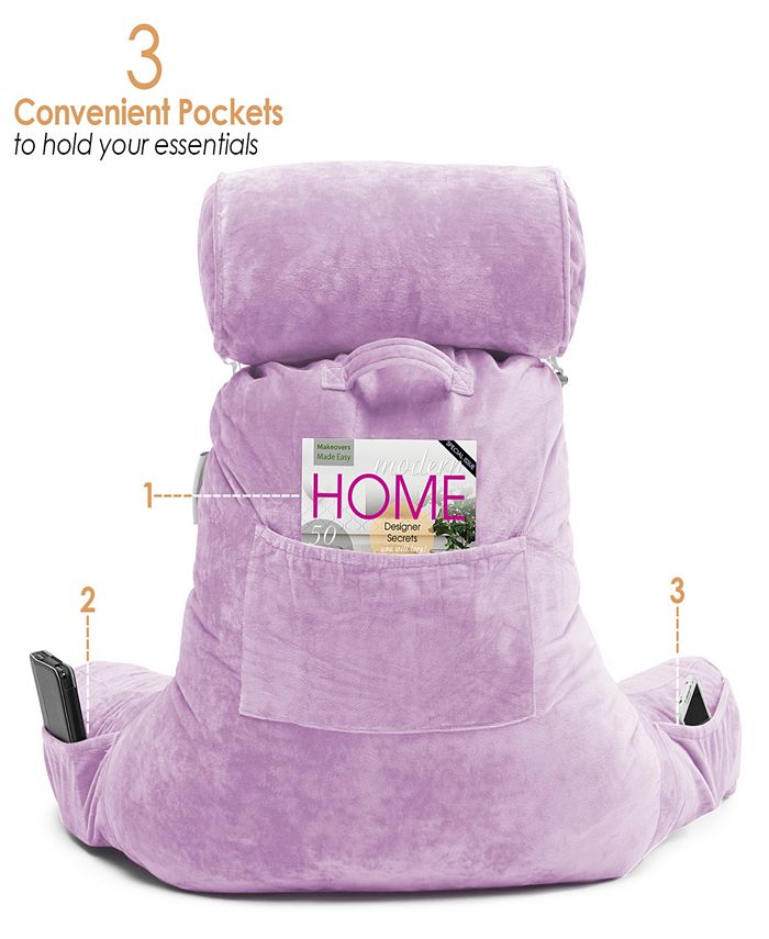 Nestl Soft Velour Cover Reading Backrest Pillow Set, Extra Large