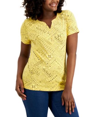 macys yellow tops