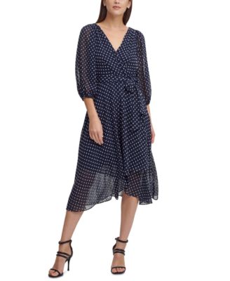 DKNY - Printed Faux-Wrap Dress