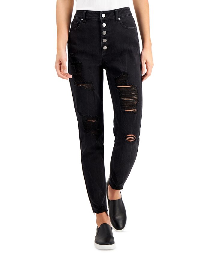 Tinseltown Juniors Button Fly Mom Jeans Macy s