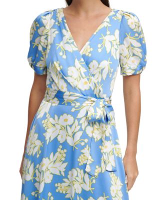 DKNY Printed Faux-Wrap Dress