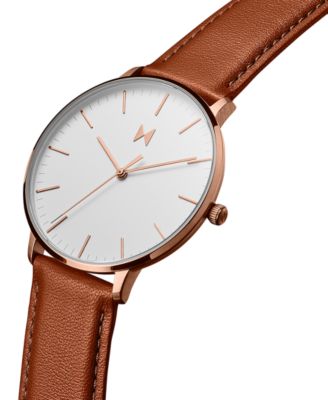 MVMT Men's Legacy Slim Brown Leather Strap Watch 42mm