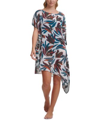 dkny printed asymmetrical dress