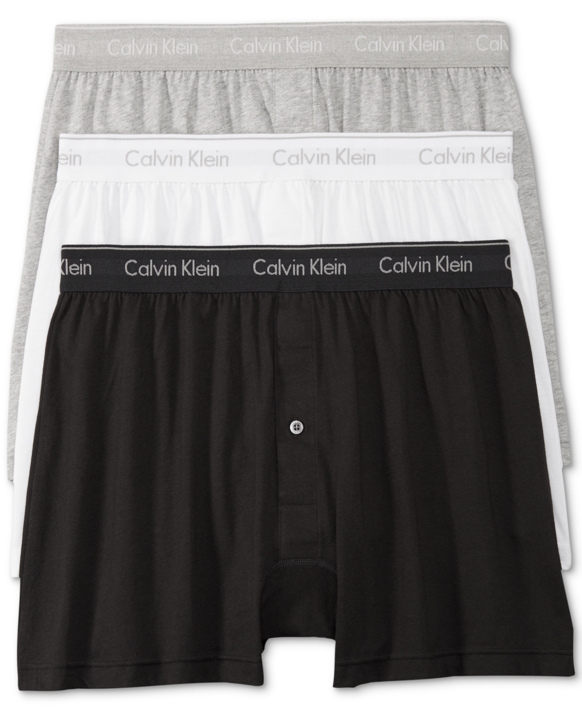 Calvin Klein Men's 3-pack Cotton Classics Knit Boxers Underwear In Black,white,grey