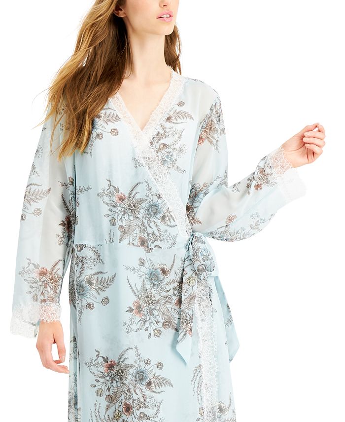 INC International Concepts LaceTrim Chiffon Wrap Robe, Created for
