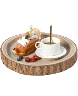 Shop Vintiquewise Wood Tree Bark Indented Display Tray Serving Plate Platter Charger