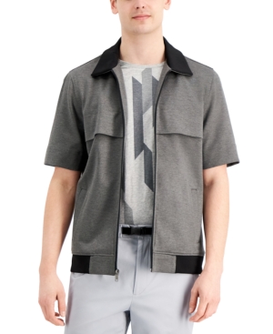 Alfani Men's Short-sleeve Full-zip Knit Jacket, Created For Macy's In Charcoal Htr