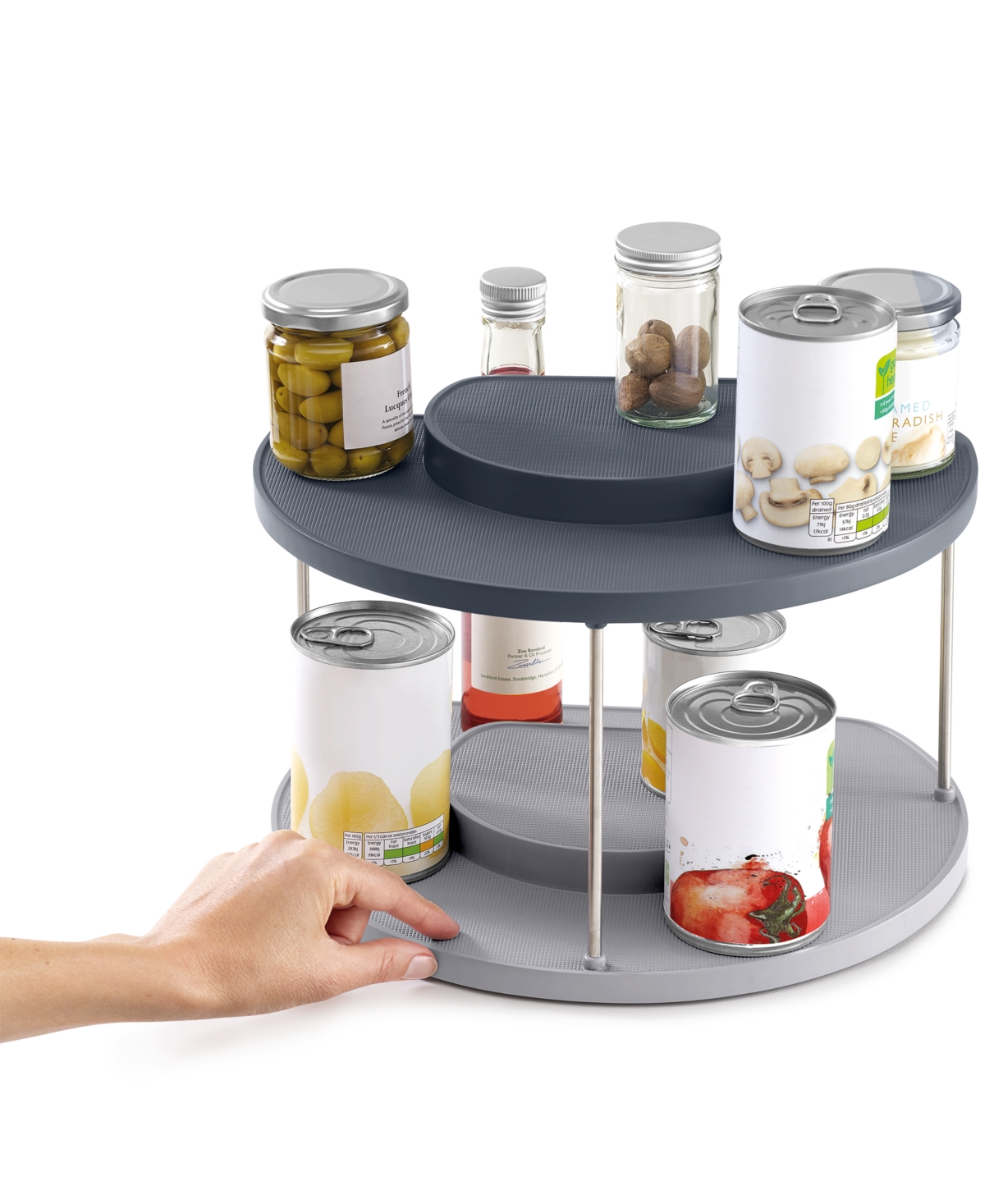 Joseph Joseph Cupboardstore 2-tier Rotating Organizer In Grey
