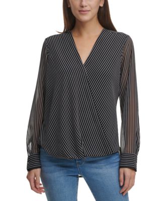 dkny wrap blouse