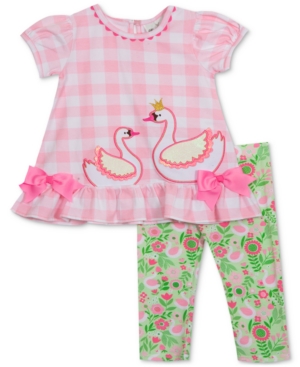Rare Editions Baby Girls 2-Pc Swan Top & Leggings Set
