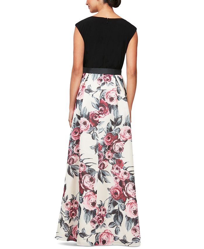 SL Fashions Square-Neck Printed-Skirt Gown & Reviews - Dresses - Women ...