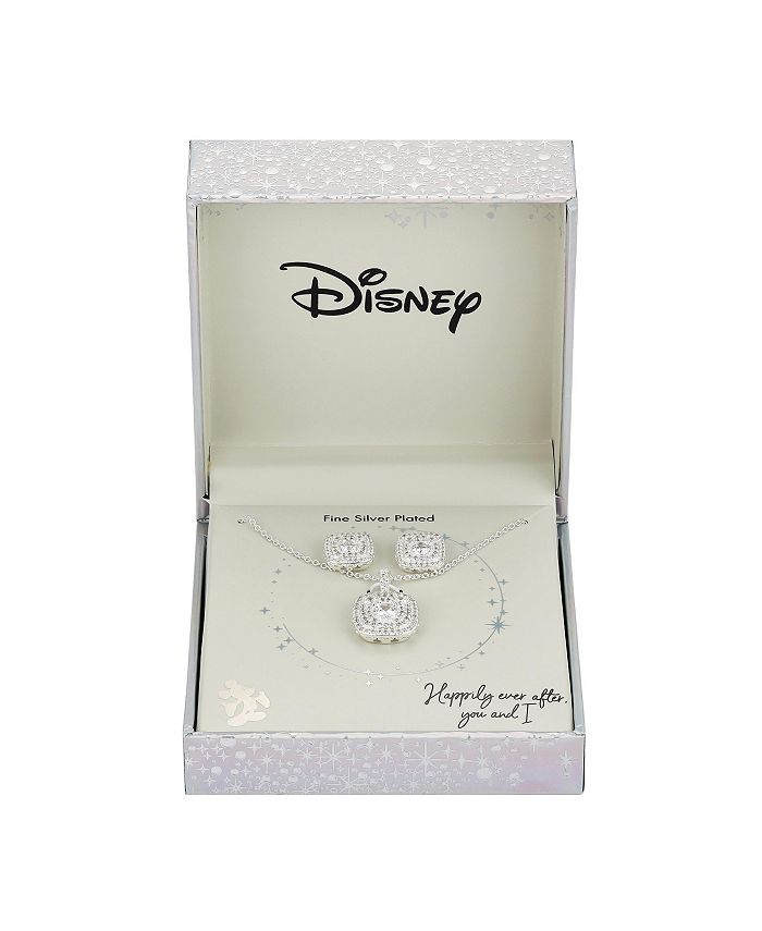 Disney Silver Plated Cubic Zirconia Mickey Mouse Pendant Necklace and