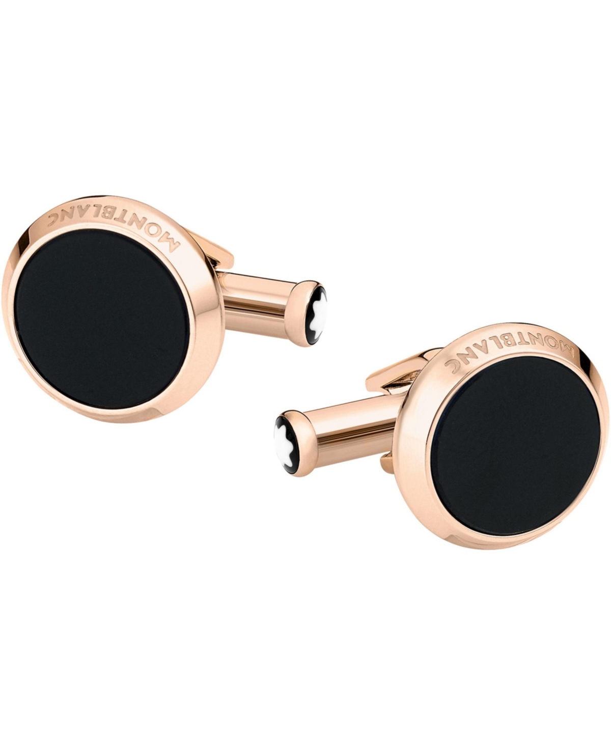 Montblanc Men's Meisterstuck Red-gold Stainless Steel And Onyx Inlay Cuff Links In Rose Gold