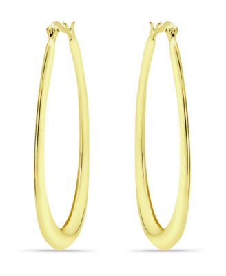 Large Sterling Silver Graduated Drop Hoops, 1.75"
