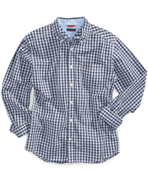 Shop Tommy Hilfiger Toddler Boys Baxter Gingham Button-down Shirt In Flag Blue
