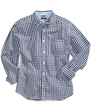 Shop Tommy Hilfiger Toddler And Little Boys Baxter Gingham Button-down Shirt In Flag Blue