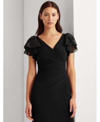 ralph lauren flutter sleeve gown