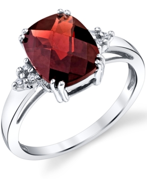 Macy's Rhodolite Garnet (3-1/2 Ct. T.w.) & Diamond (1/20 Ct. T.w.) Ring In Sterling Silver In Red