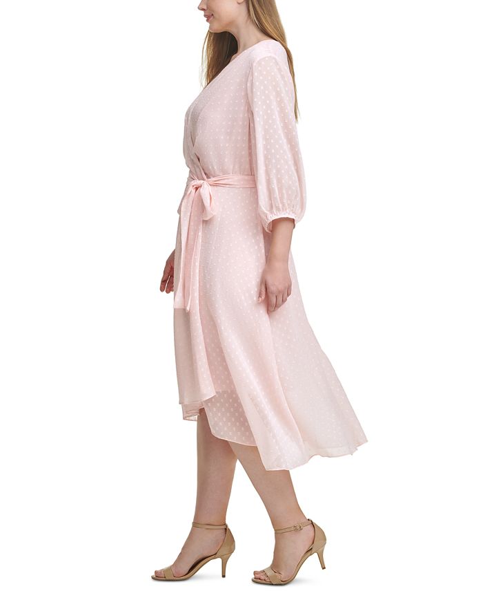 Tommy Hilfiger Plus Size Dotted Chiffon Wrap Dress & Reviews - Dresses ...
