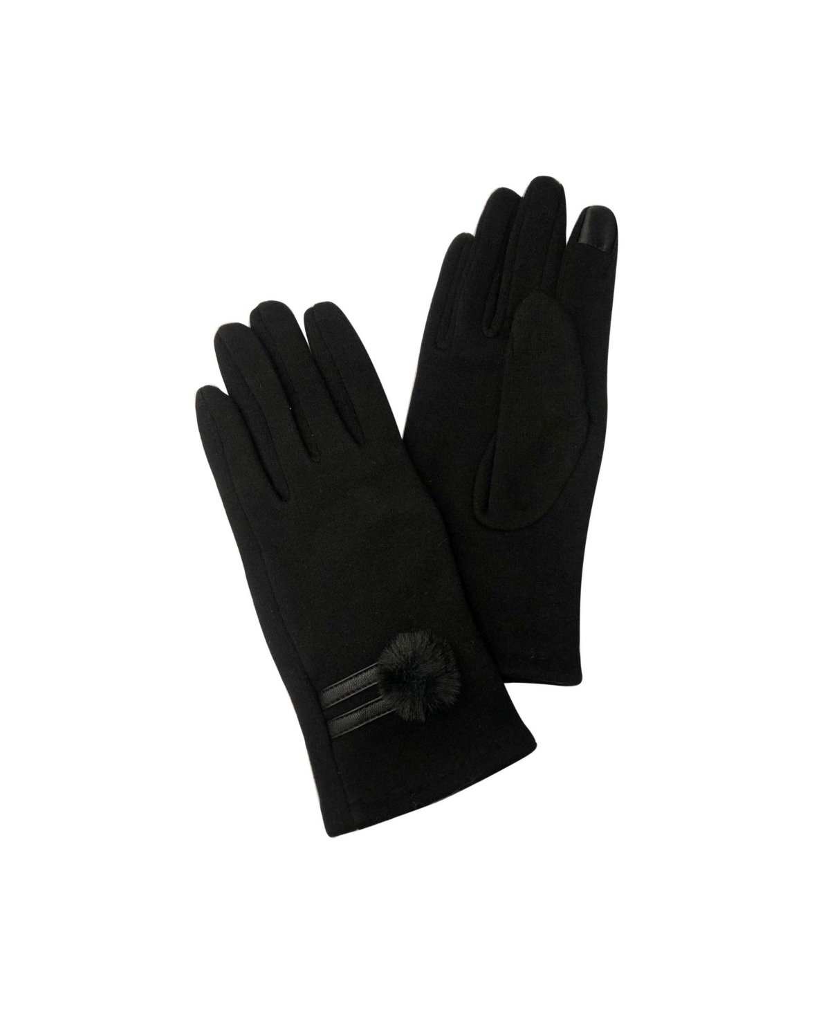 Women's Pom Jersey Stretch Touchscreen Glove - Black