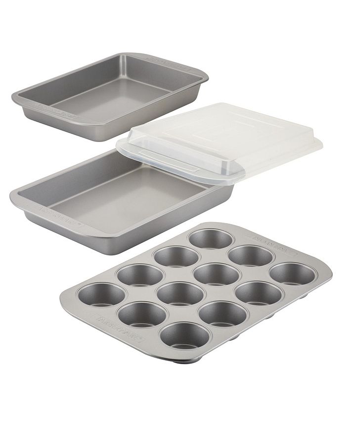 Farberware - Nonstick Bakeware 12-Cup Muffin Pan and Cake Pan Set, 4-Pc., Gray