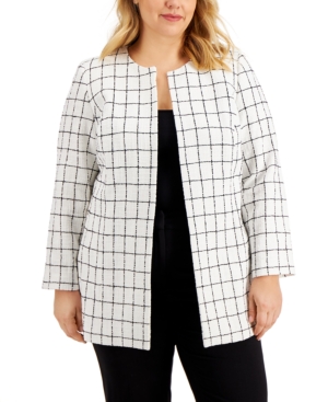 Kasper Plus Size Windowpane Jacket