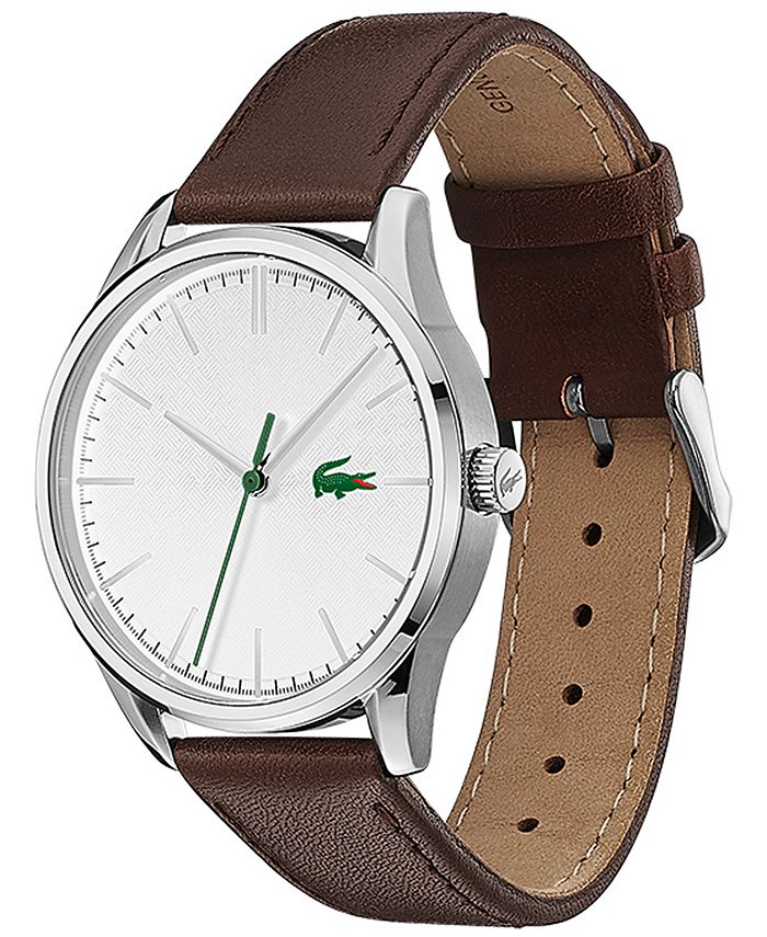 Lacoste Men's Vienna Brown Leather Strap Watch 42mm Macy's