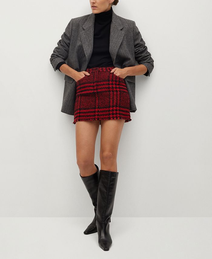 MANGO Women's Check Tweed Miniskirt - Macy's