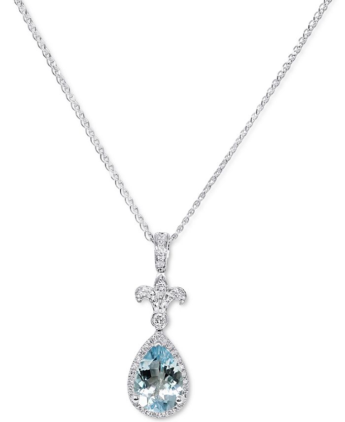 Macy s Aquamarine 1 1 2 ct. t.w. Diamond 1 6 ct. t.w. Fleur