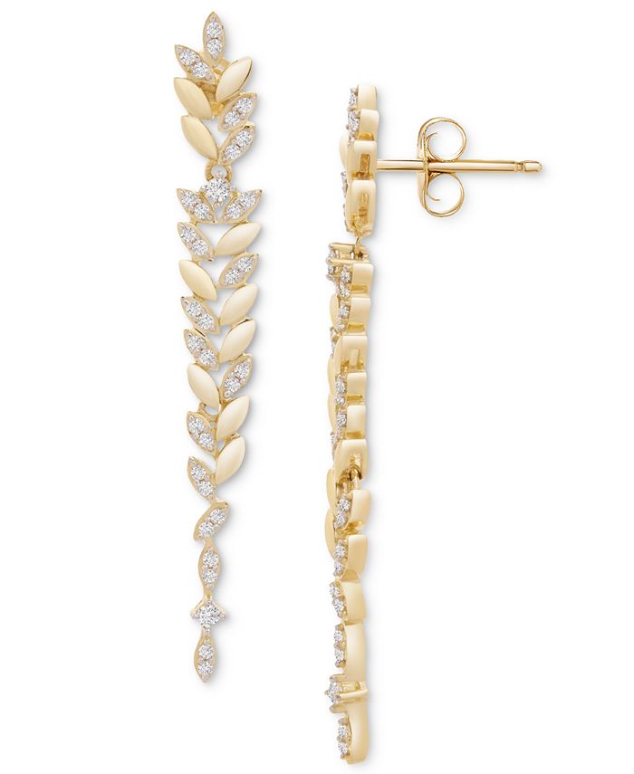 Macy s Diamond Leaves Drop Earrings 1 2 ct. t.w. in 14k Gold