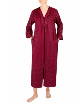 Miss Elaine - Brushed-Back Long Satin Zipper Robe