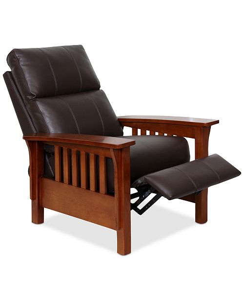 Furniture Harrison Leather Pushback Recliner Reviews Recliners Furniture Macy S