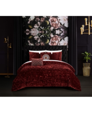 Chic Home Alianna 5 Piece Comforter Set, King In Dark Red