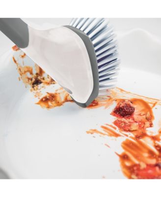 Magnetic Dish Brush With Sturdy Nylon Bristles &amp; Built-In Pan Scraper