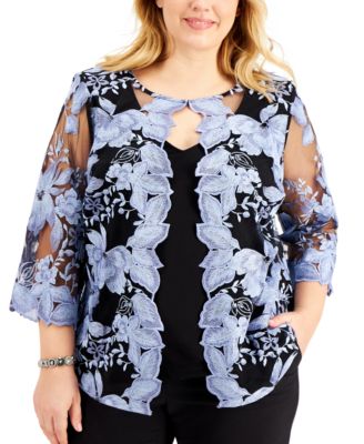 Alex Evenings Plus Lace Size Mock Twinset Top Macy s