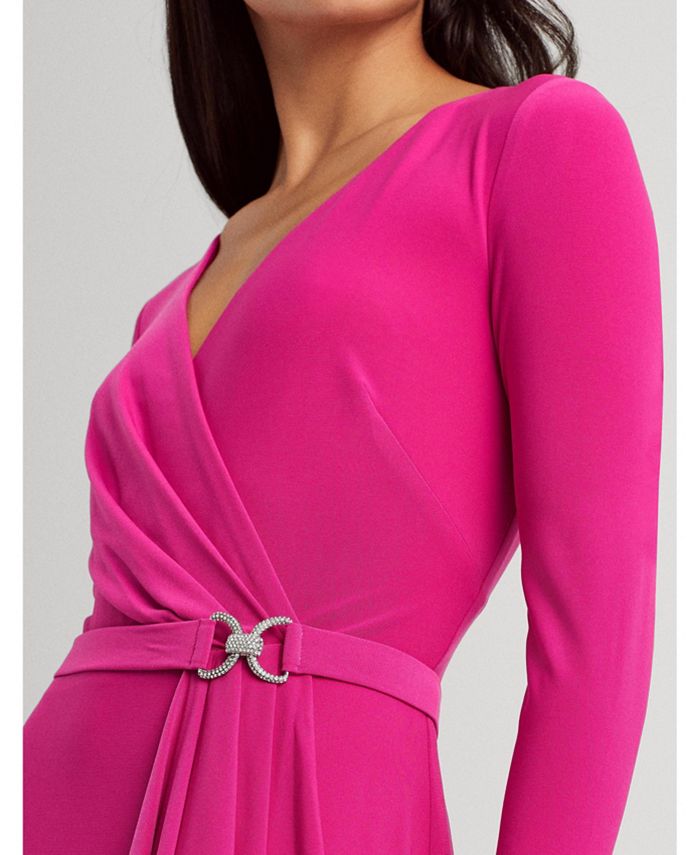 ralph lauren ruffle trim jersey gown