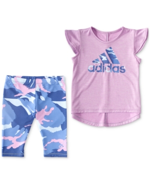 Adidas Originals Kids' Adidas Baby Girls 2-pc. Top & Camo-print Leggings Set In Lt Lilac