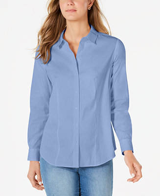 Charter Club Petite Button-Down Woven Shirt, Created for Macy's - Macy's