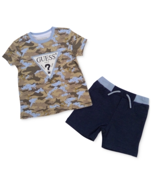 Guess Baby Boys 2-Pc Camo-Print T-Shirt & Shorts Set