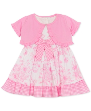 Rare Editions Baby Girls Printed Poplin Dress & Cardigan Set