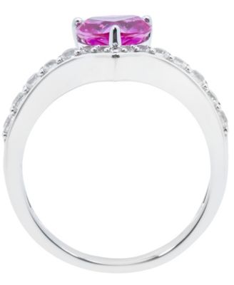 Women's Heart 'I Love You' Message Chevron Ring in Sterling Silver