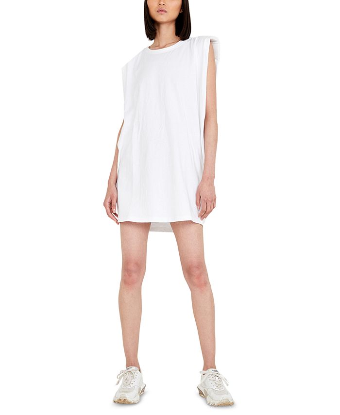 White bardot top shirt dress