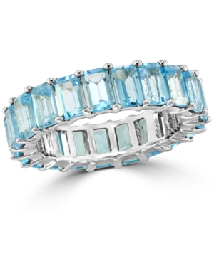 Effy Blue Topaz Emerald-Cut Band (9-1/3 ct tw) in 14k White Gold